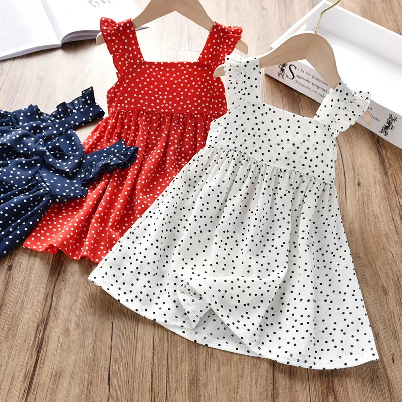 Платье в горошек для девочек детская одежда летнее шифоновое платье малышей цвет