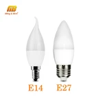 Светодиодная лампочка в виде свечи E14 E27 SMD2835, точесветильник ильник в виде свечи теплого и холодного белого света, лампа для люстры и партнеров, 5 Вт, 220 В переменного тока