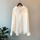 Женская Классическая рубашка с длинным рукавом, женская одежда, шелковая рубашка, винтажная блузка, женская прозрачная верхняя одежда, Женская Весенняя рубашка 2021