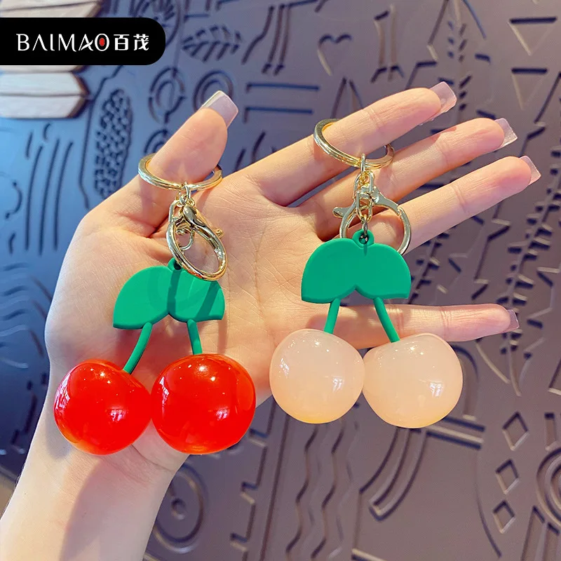 Милый мультяшный акриловый брелок в виде вишни трендовый модный для