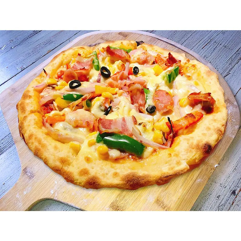 17.7*11.6in Bamboo Pizza Peel Wood Serving Pan Board Paddle Cutting with Handle tray | Дом и сад