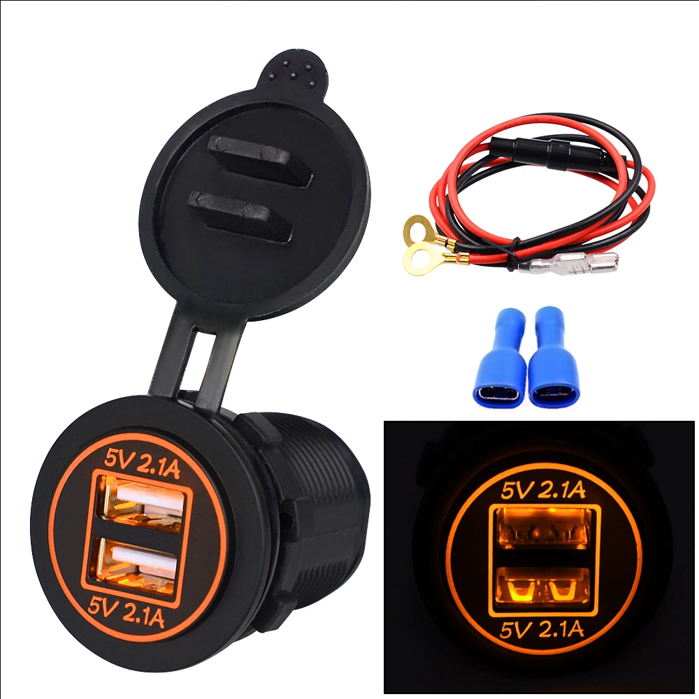 4 DC12-24V двойной USB зарядное устройство 5 В 2.1A водонепроницаемый мобильный телефон зарядное устройство для машины, лодки, мотоцикла аксессуары - Цвет: 4