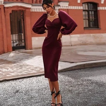 Elegant Sweetheart Tea Length Women Prom Dresses Simple Long Sleeve sheath Mermaid Party Gowns For Women Custom Made 2022 New (1)