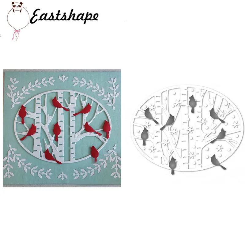 Овальная оправа тополь птица металлическая резка штампы для скрапбукинга