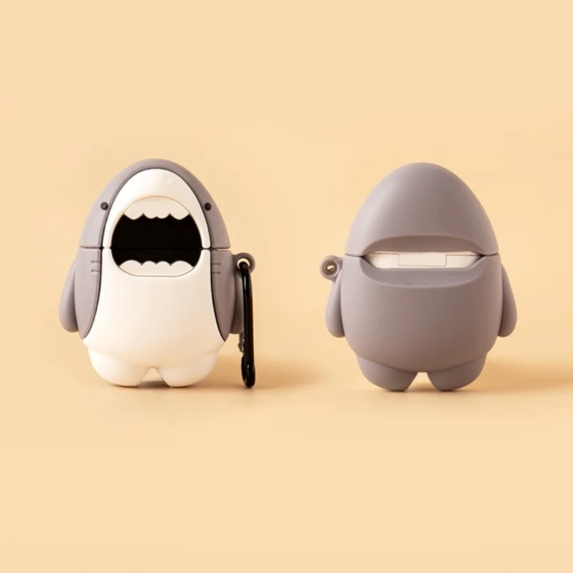 

Novelty Shark Airpods pro or 1/2 Case Soft Silicone Funny Kawaii Cute Wireless Bluetooth Headset Protective Cover