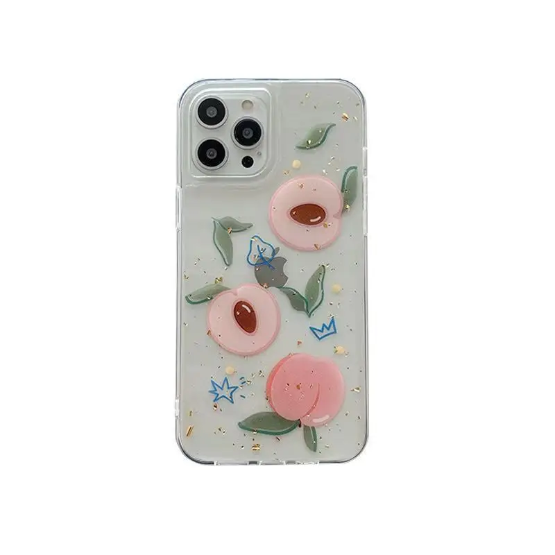 

Transparent honey peach phone case is suitable for iPhone11 12Pro Max mini X XR XS XSMax 8 7PluS anti-drop protective cover