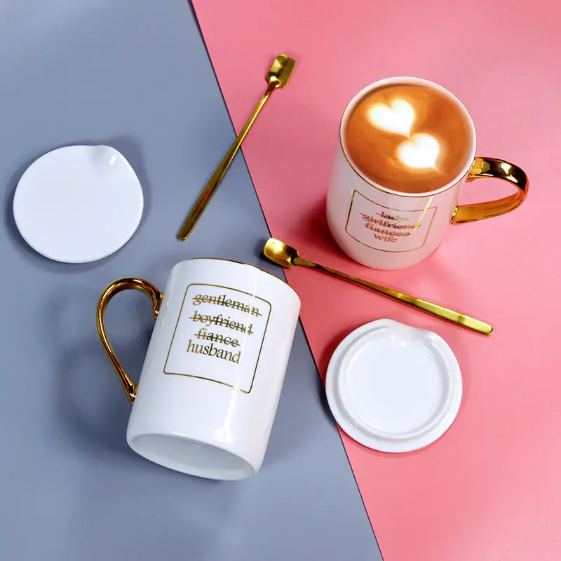 Креативная керамическая кружка с крышкой и ложкой пара моделей для мужских