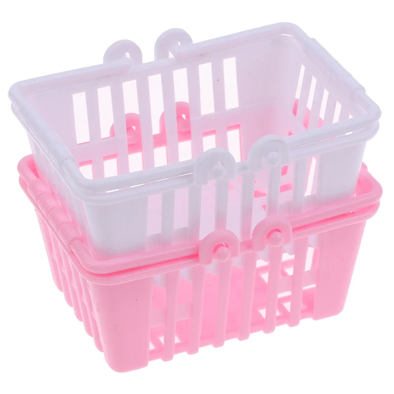 

New Shopping Basket Pretend Play Toys Kids Mini Supermarket Shopping Hand Basket Model Doll House Miniature Furniture