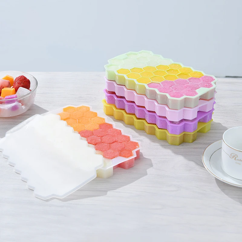

Cavity Ice Cube Trays with Removable Lids Honeycomb Ice Cube Mold Food Grade Flexible Silicone Ice Molds for Whiskey Cocktail