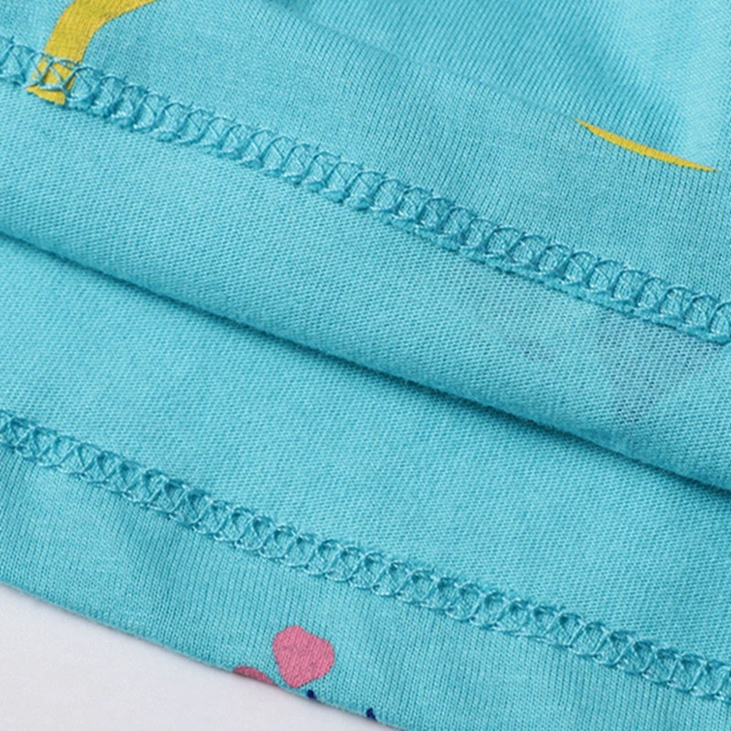 2-6 Years Baby Girl's Dress In Sky Blue Printed Birds Casual Cotton Kids Summer Jersey Clothes Outfit for Toddler | Детская одежда