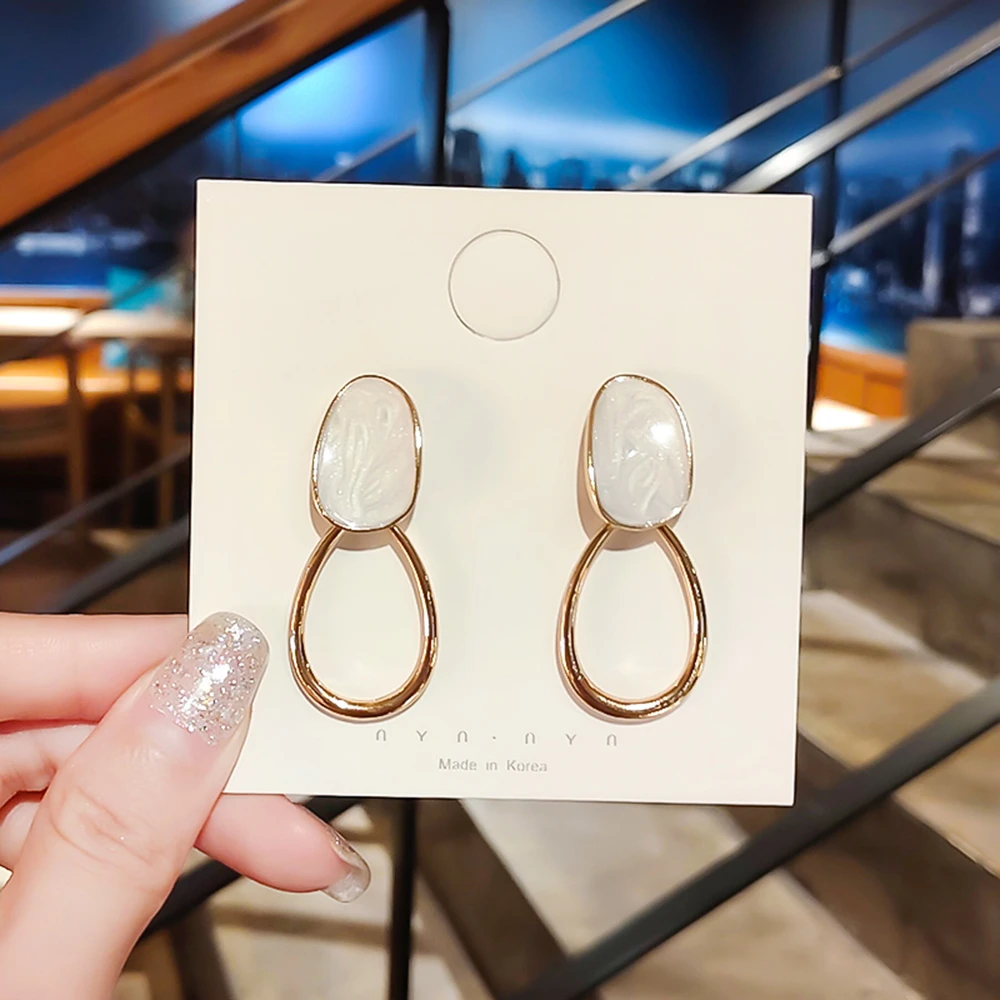 Корейские серьги для женщин Простые Ювелирные изделия эмаль геометрические