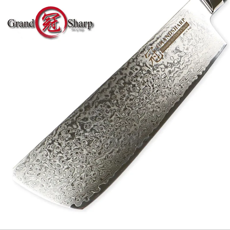 Дамасский Кливер нож Nakiri 7 дюймов японский, из нержавеющей стали vg10 кухонный шеф-повара нарезки фруктов овощей острый нож G10 Ручка