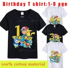 Детская одежда с покемоном, Пикачу, рубашка для младенцев на день рождения с цифрами, мультяшная фигурка, пепельный Кетчум, хлопковая футболка для мальчиков и девочек, детские летние топы