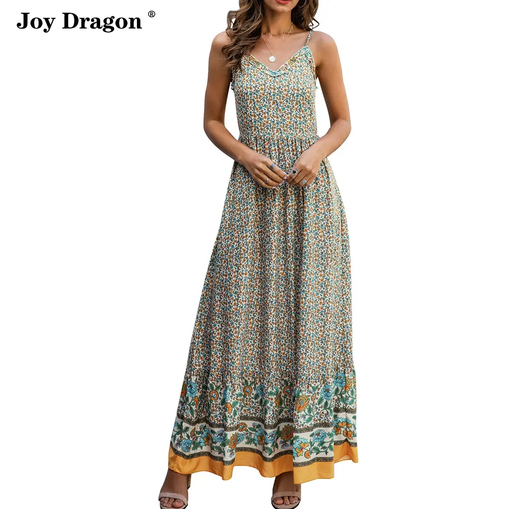 Женское винтажное платье макси длинное средней длины в стиле бохо лето