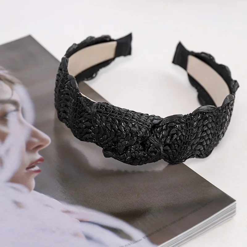 

Korean New Straw Braided Hairband, Feminine Hairpin Headdress, National Simple Wide Brim F101