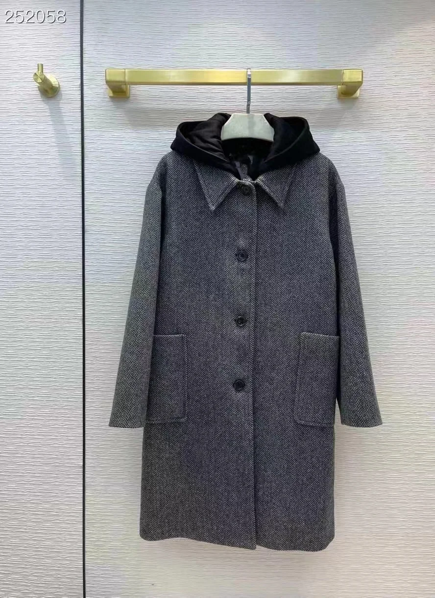

Fashion Women Long Blazer Jackets 2022 Spring Runway Luxury European Design Hoodies Single Breasted Dark Gray Women Coat