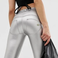 melody metallic pants push up stretch womens sweatpants and joggers full length middle waist button fly fitness legging outfit