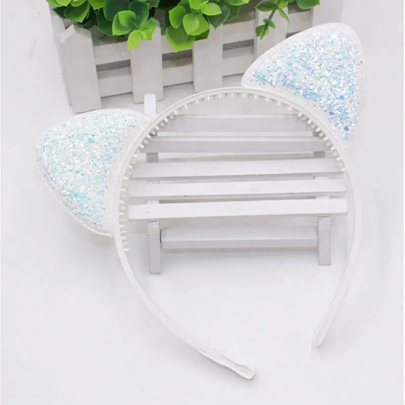 

1Pcs Cute Shiny Sequins Cat Ears Headband Manual Cat Ears Hairband Kid Hair Accessories For Girl Women Cartoon Headband