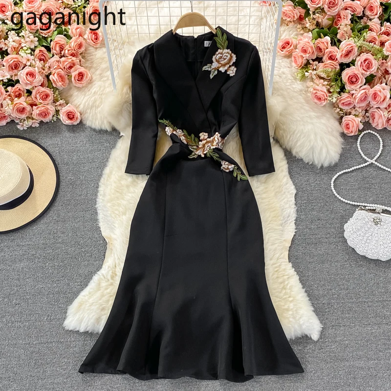 Женское платье с цветочной вышивкой однотонное в Корейском стиле - купить по