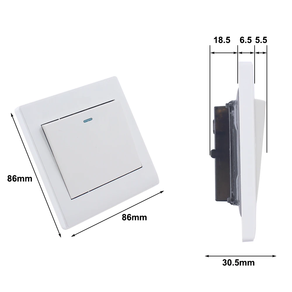 Настенный переключатель с одной панелью управления 1 канал кнопка белые