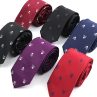 skull ties for men new casual slim classic polyester neckties fashion man tie for wedding halloween party male tie neckwear