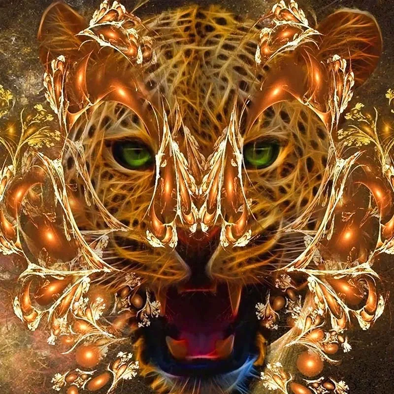 

Full Square Round Drill 5D DIY Diamond Painting Leopard 3D Diamond Embroidery Light Animal Manual Rhinestone Home Decor F49