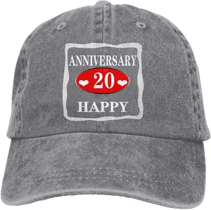 20th Anniversary Relationship Or Marriage Sports Denim Cap Adjustable Unisex Plain Baseball Cowboy Snapback Hat