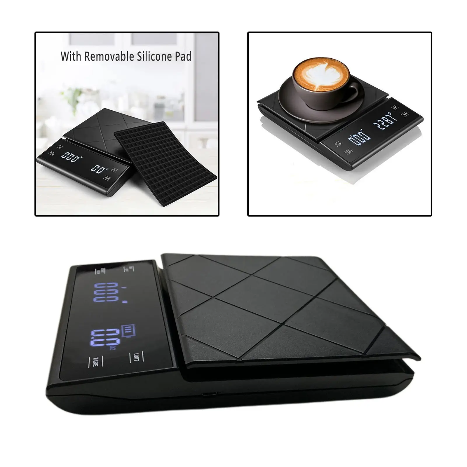 

Digital Coffee Scale Food Weighing with Tare Function High Precision Baking LED Display Food Scale G/OZ/ml/lb