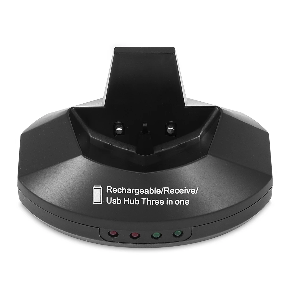 

2.4GHz Rechargeable Wireless Optical Mouse Gaming Mice w/ Charging Dock Stand USB Hub Black