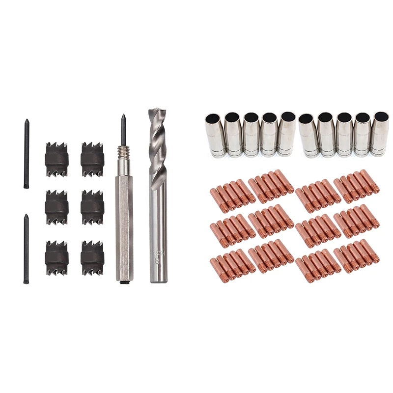 

70 шт. MB 15AK держатель контактного сопла газовая сопла 1,0 мм и 10 шт. точечный сварной HSS ремонт сверла с шестигранным хвостовиком