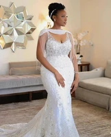 custom made mermaid weddding dreses with wrap beading crystal lace appliqued sexy spaghetti bridal dress african