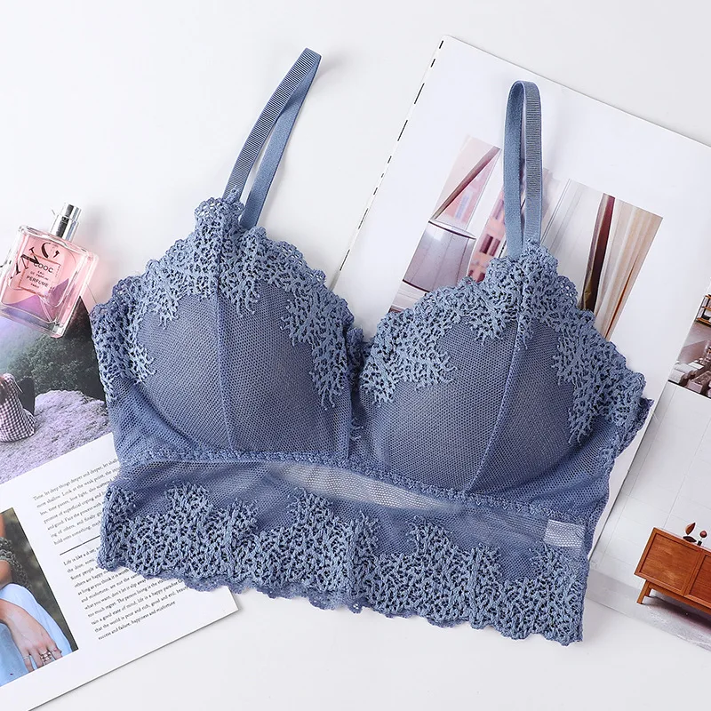 Женский кружевной топ CHRLEISURE Прозрачное нижнее белье с эффектом пуш-ап и открытой