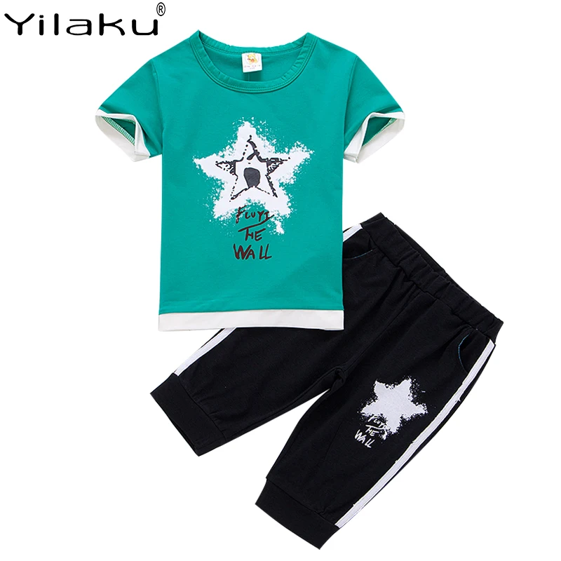 Летние комплекты одежды для мальчиков Yilaku с принтом пентаграммы детская одежда