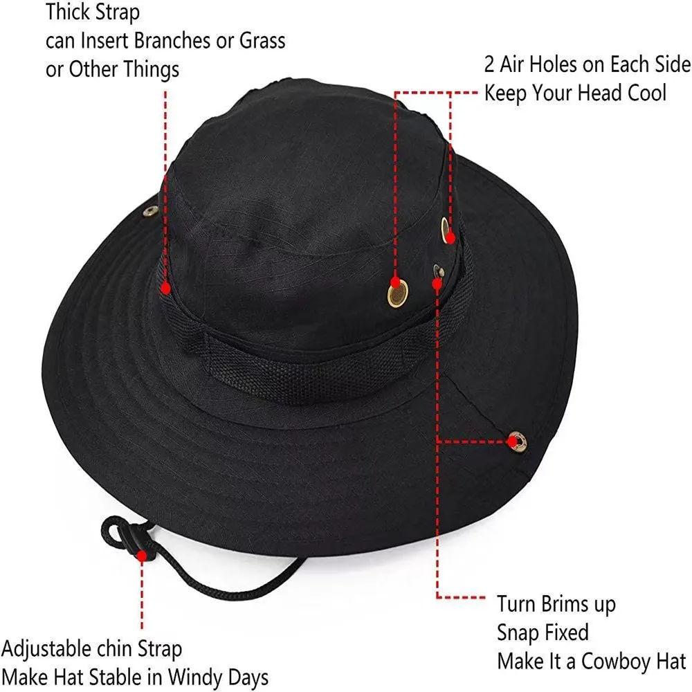 en Ucuz Balıkçılık Kova şapka Erkekler Kadınlar Boonie şapka UV Koruma Kamuflaj Kap Taktik Açık Güneş şapkası