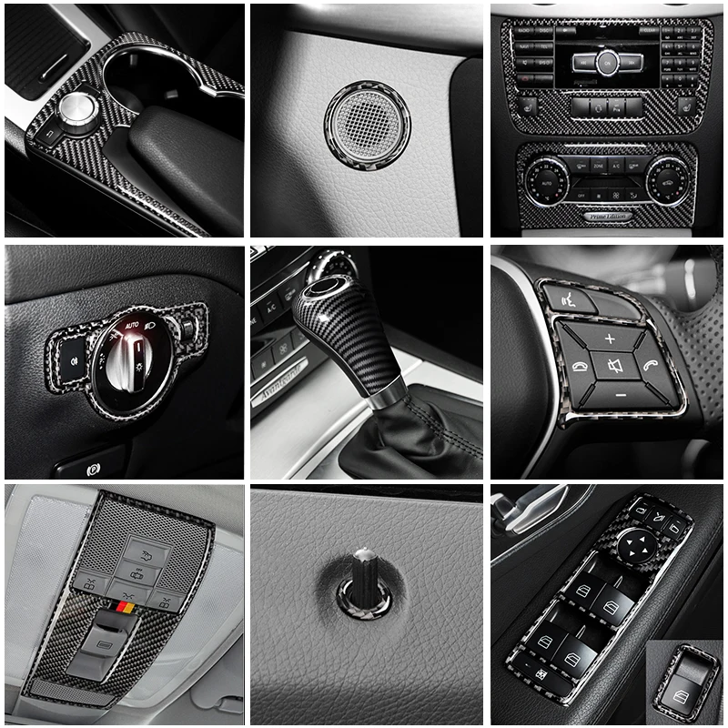 

Car Styling Carbon fiber interior button panel Decoration Cover Trim Sticker frame For Mercedes Benz GLK X204 Auto Accessories