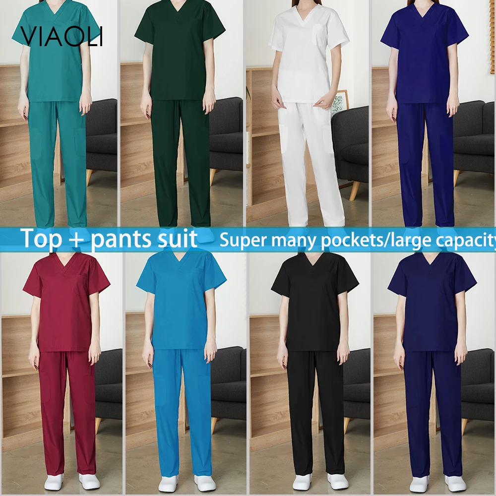 

High Quality Medical Costume Men Stretch Fabric Scrubs Uniforms Sets Dental Clinic Uniform Non-sticky Hair Veterinary Workwear