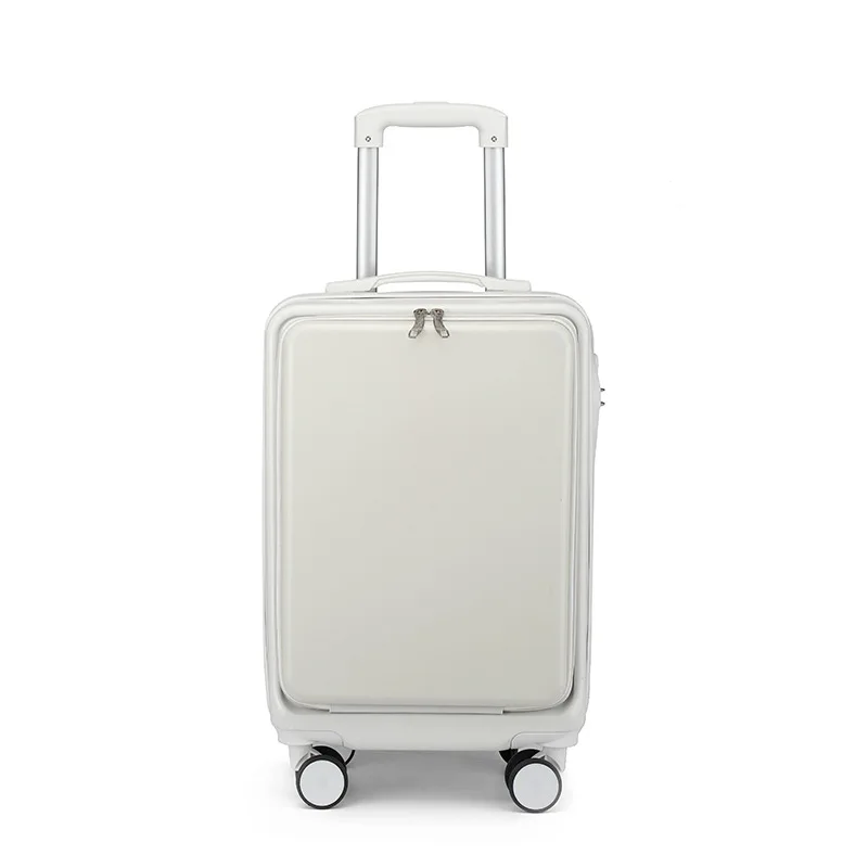 Pure white front side zipper computer bag luggage  V162-50116