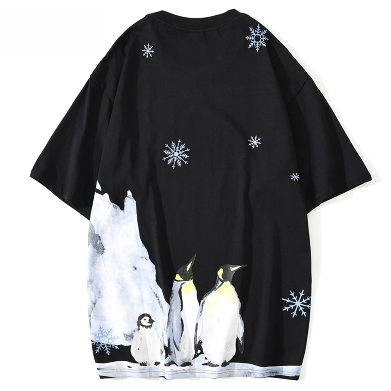 Футболка мужская с принтом пингвина и снежинки уличная одежда в стиле Харадзюку