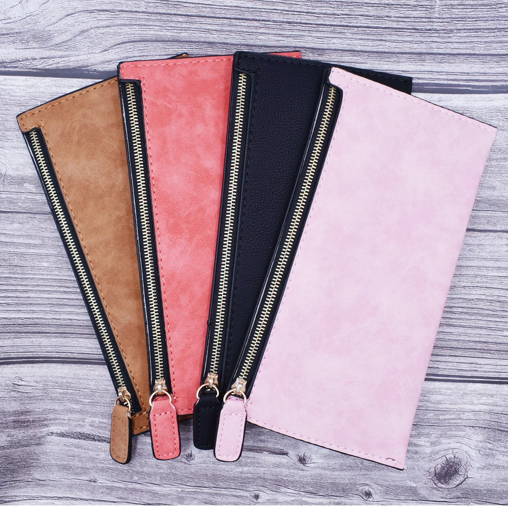 Длинный кошелек женские кошельки простые на молнии черный белый серый красный