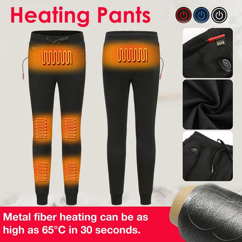 Winter Electric Heated Pants USB Charging Heating Pants Heating Sport Skiing Trekking Pants Cold-Proof Bottom Men/Women