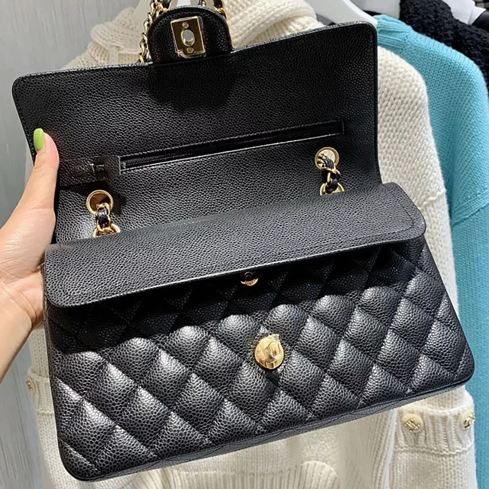 

Luxury Leather Ladies Handbags High Quality Fashion Casual Lattice Chain Shoulder Bag Cowhide Lambskin Classic Design Flap Bag