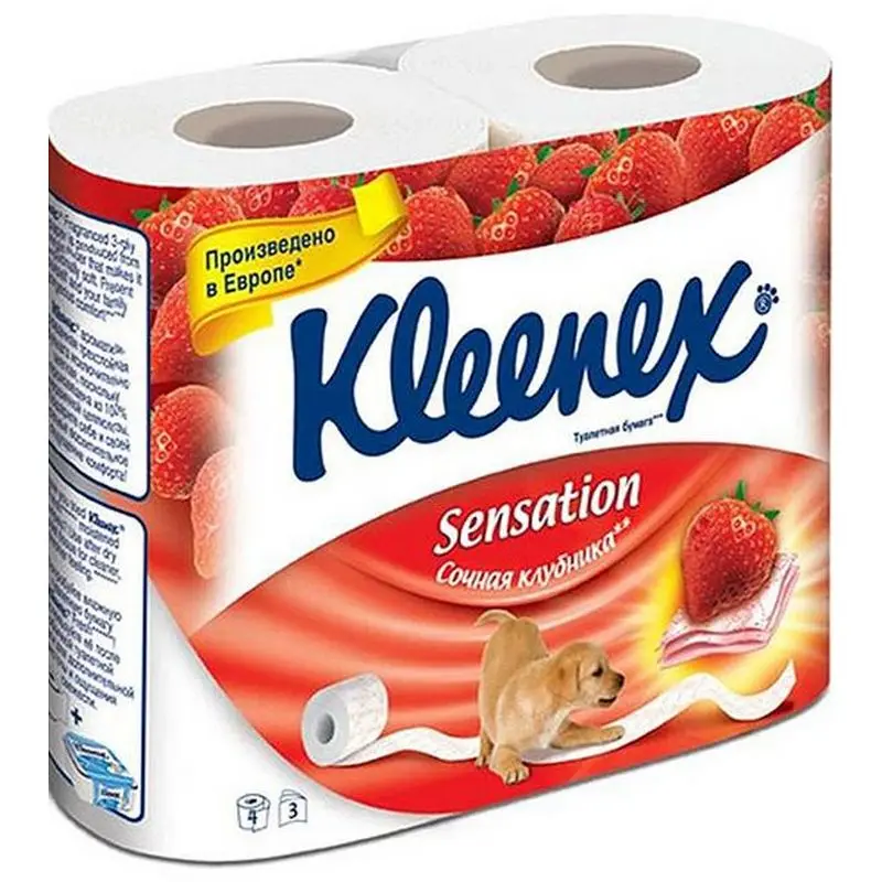 Туалетная бумага Kleenex &quotСочная клубника&quot 3 х слойная ароматизированная 4