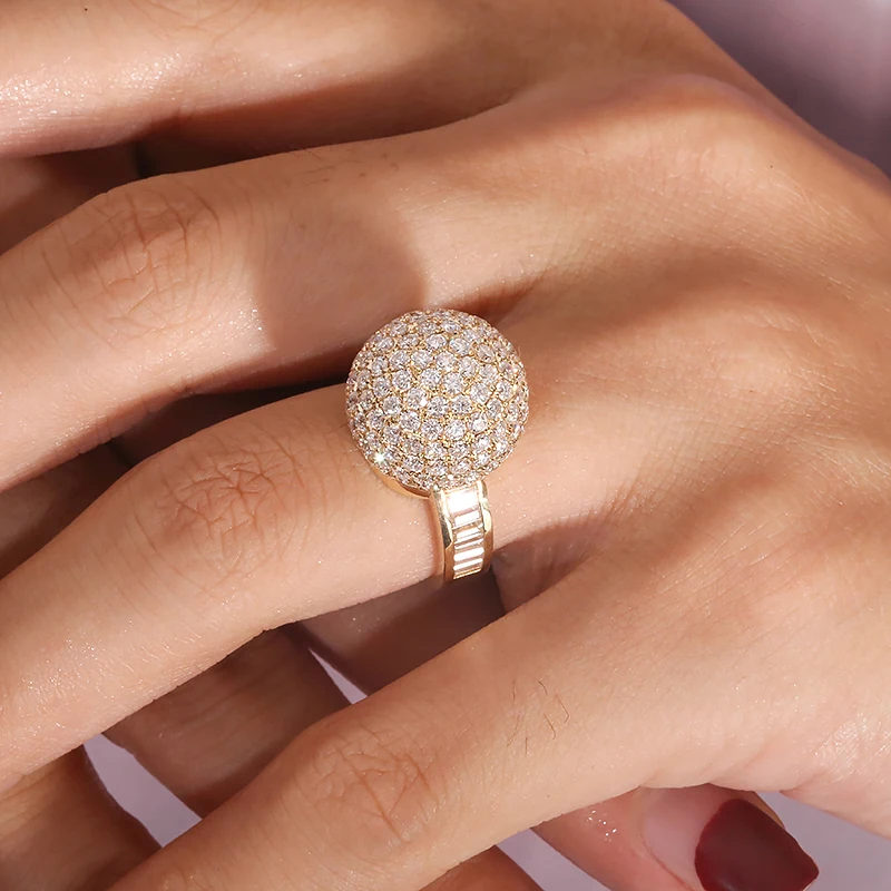 

AEAW Solid Silver White Yellow Gold DF Color Moissanite Engagement Ring Ball Moissanite Band for Women Ladies Ring