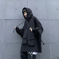 harajuku high street autumn 2021 dark cape hoodie loose cargo functional coat