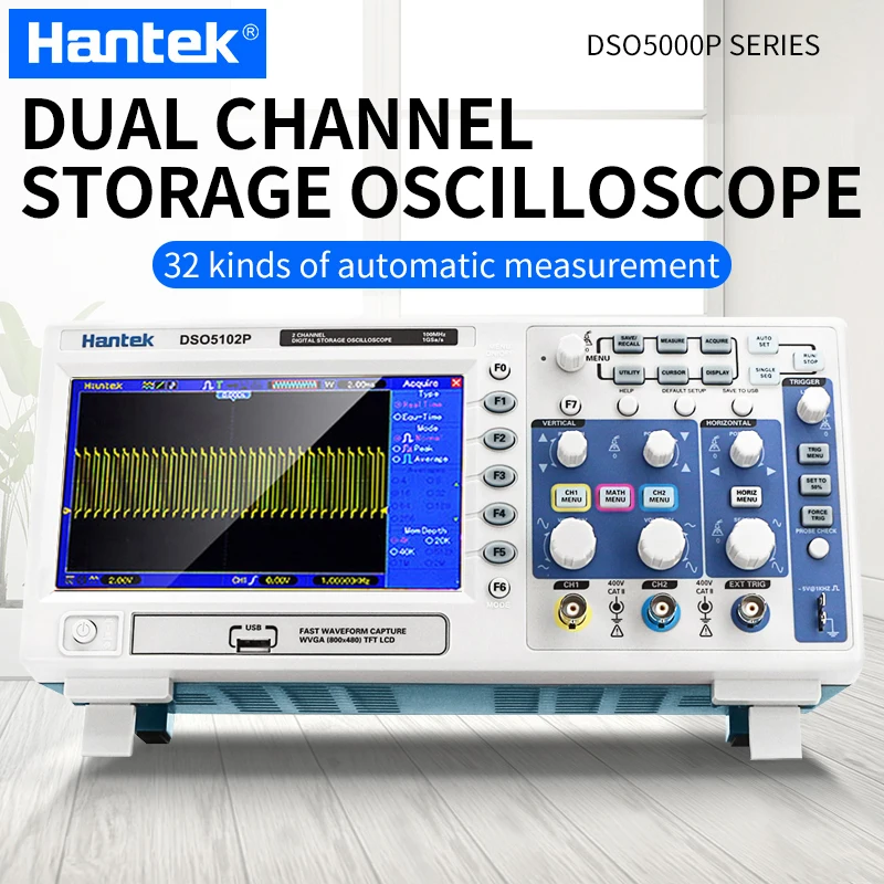 Цифровой осциллограф Hantek DSO5102P с 7 дюймовым экраном частота дискретизации в