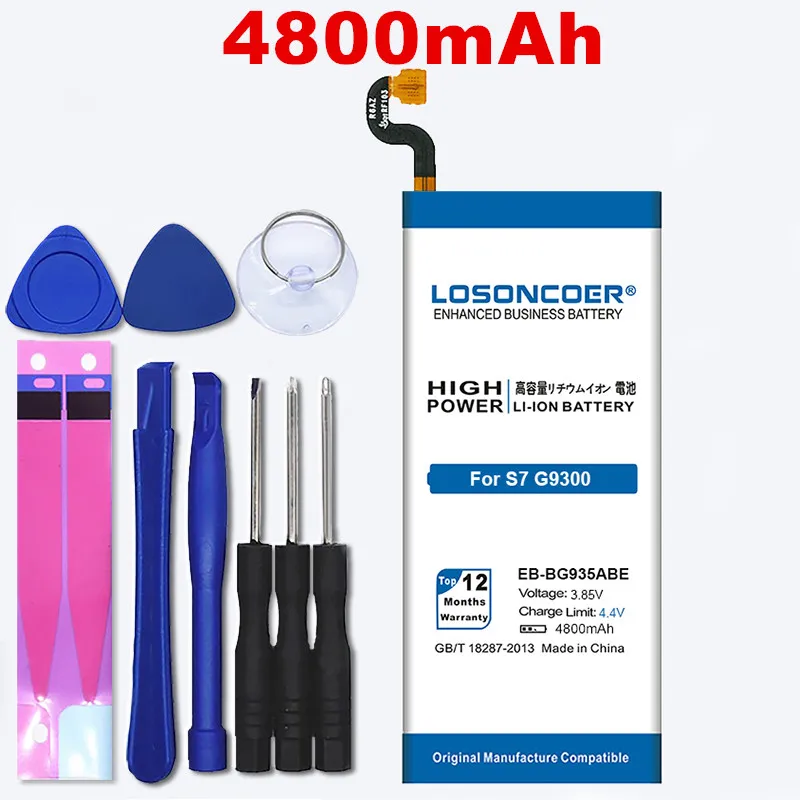 Аккумулятор LOSONCOER для Samsung GALAXY S7 100% оригинальный аккумулятор на 4800 мА/ч G9300 EB BG930ABE