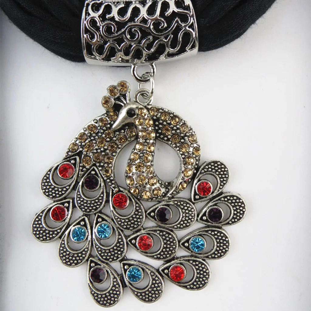 Весна Зима полиэстер шарф женский сплав павлин кулон кисточкой подвеска с