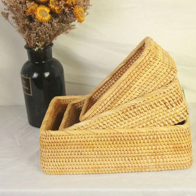 Плетеная вручную корзина из ротанга коробка для хранения корзины организации