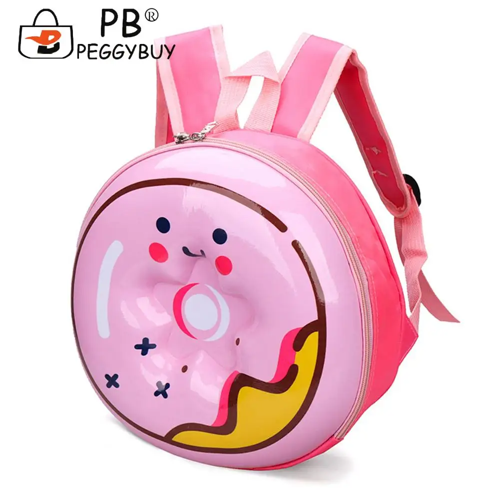 

Fashion Kindergarten Children Cute Cartoon Donut Shape Backpack Portable Waterproof 3D Hard Shell Zipper Adjustable Knapsacks