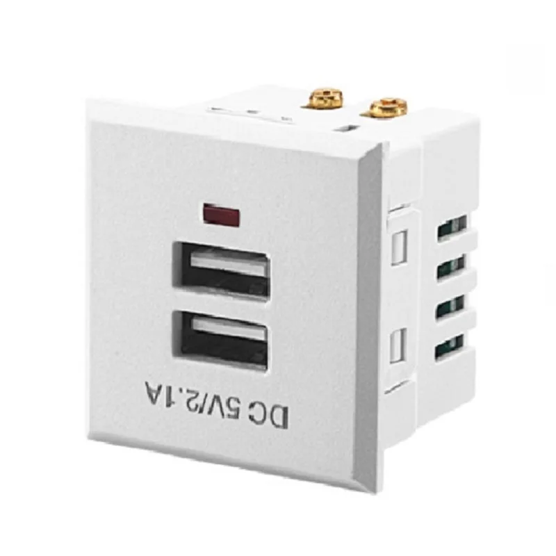 Белый Универсальная розетка, встроенная USB Настольная розетка, двойная USB 2.1A AC зарядка, розетка, настенная панель, розетка, модуль, розетка - Цвет: Белый